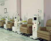 row of chairs at a dialysis facility